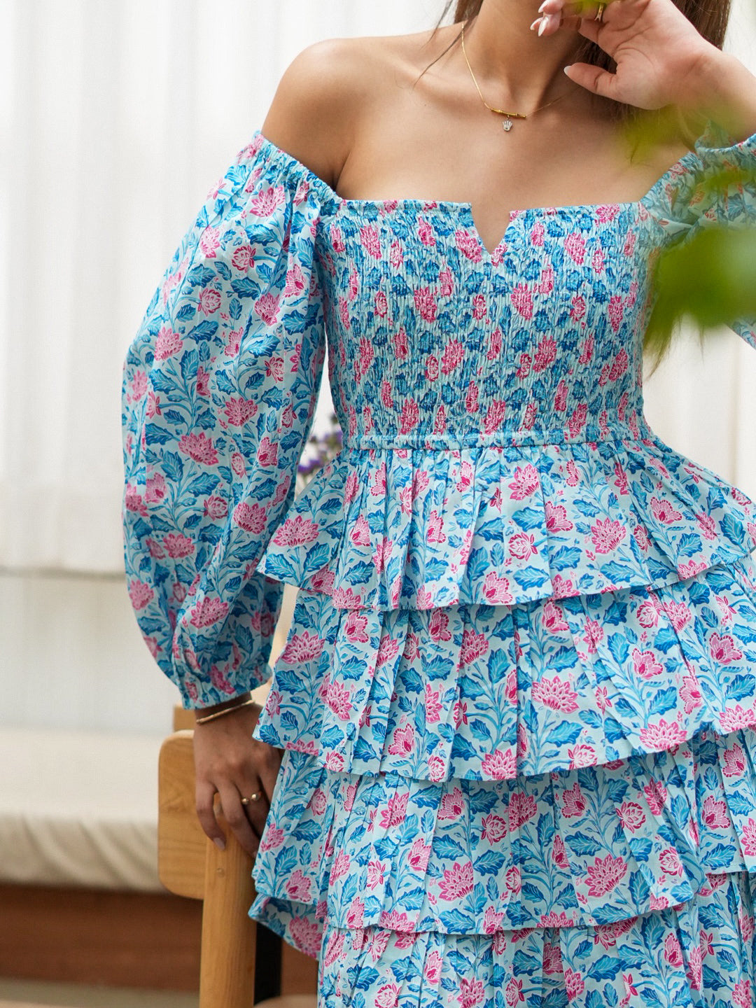 LEELA DRESS IN SKY BLUE AZALEA